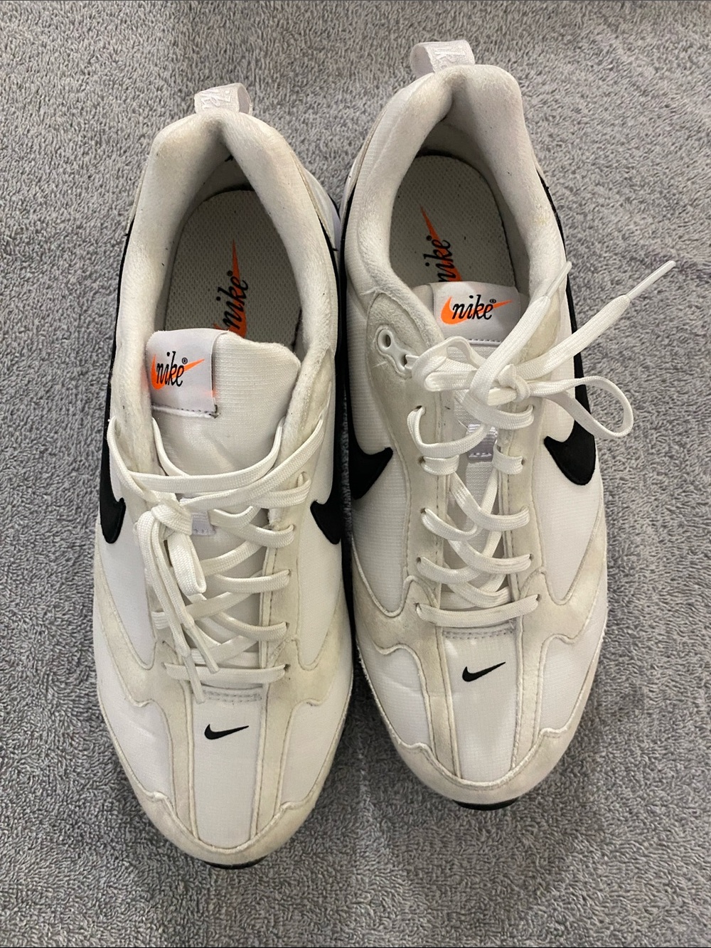 Nike Women's Air Max Dawn in the White/Total Orange/Black colorway